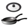 Lot 2 Poêles Avec Revêtement Dur Comme La Pierre 24 Et 28 Cm Et Couvercle Multi-diamètres