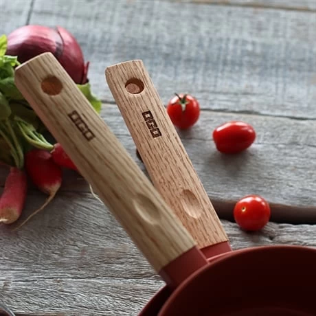 Casserole Ector Induction Aluminium Revêtu Manche En Bois 16 Cm Rouge – Image 4