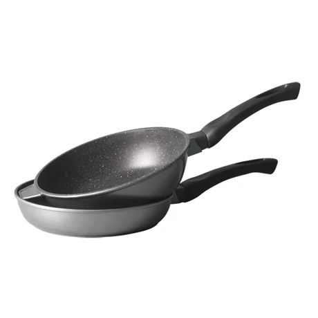 Lot 1 Poêle + 1 Sauteuse Avec Couvercle Avec Revêtement Dur Comme La Pierre 24 Cm – Image 2