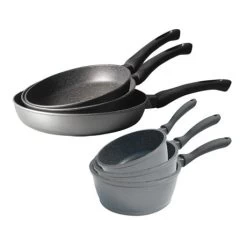 Batterie De Cuisine 6 Pièces Dur Comme La Pierre 3 Poêles Et 3 Casseroles