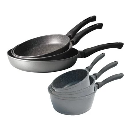 Batterie De Cuisine 6 Pièces Dur Comme La Pierre 3 Poêles Et 3 Casseroles