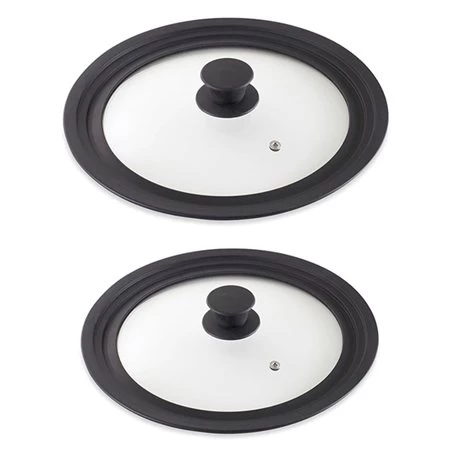 Lot 2 Couvercles En Verre Multi-diamètres De 16 à 28 Cm