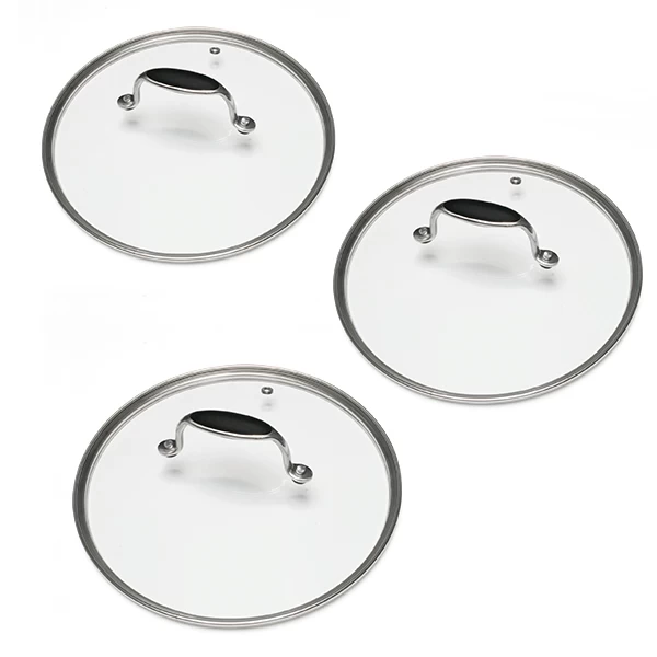 Lot 3 Couvercles En Verre Excell'Inox 16, 18 Et 20 Cm