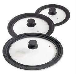 Lot 3 Couvercles En Verre Multi-diamètres De 16 à 32 Cm