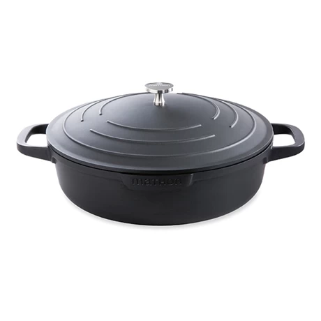 Cocotte Légère Basse Ronde En Fonte D'aluminium 28 Cm 4,1 L Coloris Noir