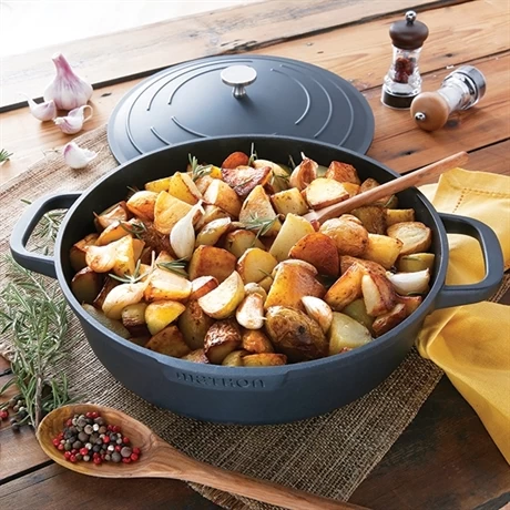 Cocotte Légère Basse Ronde En Fonte D'aluminium 28 Cm 4,1 L Coloris Noir – Image 3