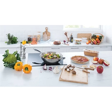 Lot Wok Tout Inox Et Couvercle Verre 30 Cm Excell'Inox – Image 2