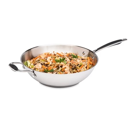 Lot Wok Tout Inox Et Couvercle Verre 30 Cm Excell'Inox – Image 3