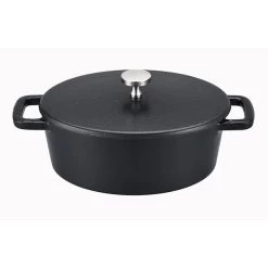 Mini Cocotte En Fonte émaillé Ovale Black Design 12,5 Cm Noir Mat