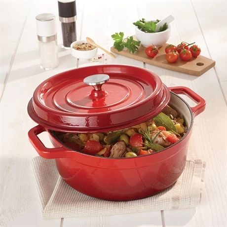 Cocotte En Fonte Ronde 24 Cm 3,7 L Rouge – Image 3