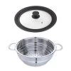 Lot Panier Vapeur Multidiamètre 20, 22, 24 Cm Et Couvercle En Verre Multidiamètre