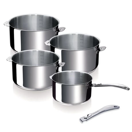 BEKA Set De 4 Casseroles Evolution 14, 16, 18 Et 20cm Et 2 Manches Inox
