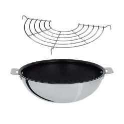 Lot Wok Inox Revêtu Et Grille Casteline 28 Cm