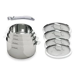 BEKA Lot De 4 Casseroles Evolution Et Un Manche + 4 Couvercles 14 à 20 Cm