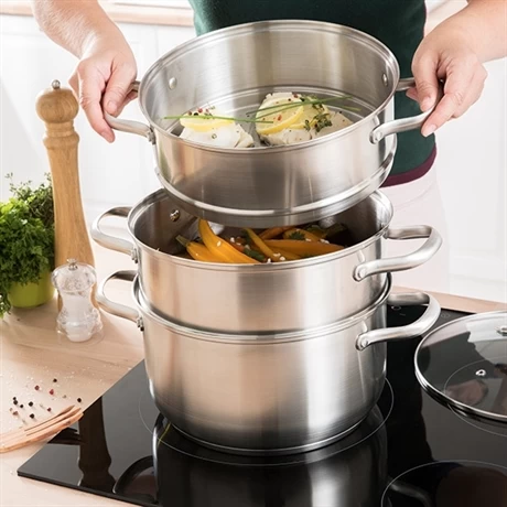 Cuiseur Vapeur Inox 26 Cm 2 Paniers – Image 2