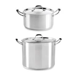 Set De Deux Faitouts En Inox Avec Couvercle 24 Cm Et 28 Cm Excell’inox