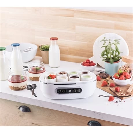 Lot De 8 Pots De Yaourt Céramique Avec Couvercle 125 Ml Blanc – Image 2