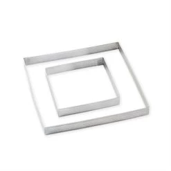 Lot De 2 Cercles à Tarte Perforés En Inox Carré 12 Et 20 Cm